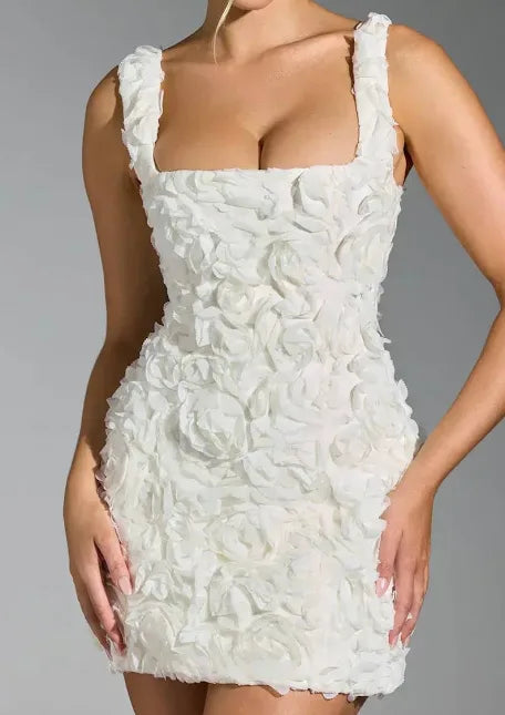 Posy Floral Corset Mini Dress White