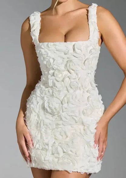 Posy Floral Corset Mini Dress White