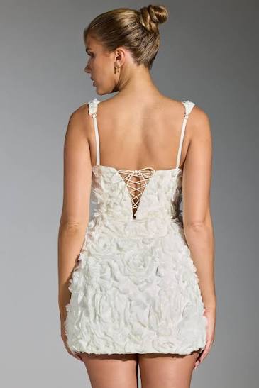Posy Floral Corset Mini Dress White